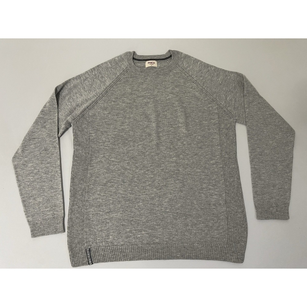 PAKA Baby Alpaca Crewneck Sweater Mens Gray Knit Sustainable Performance Outdoor